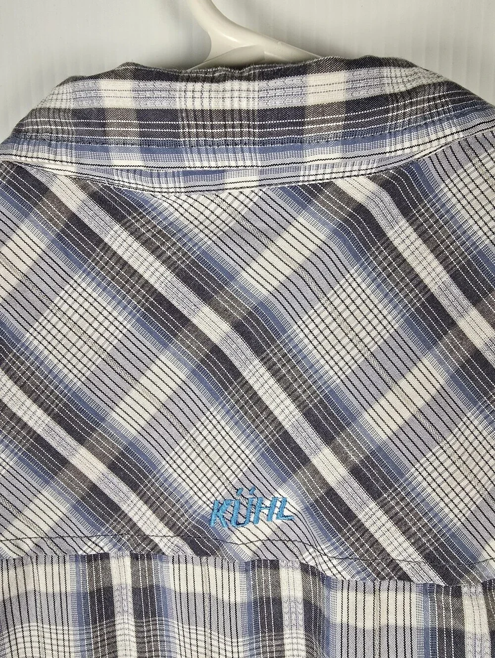 Kuhl Men’s Grey Plaid Short Sleeve Button Down Shirt Cotton Poly Casual Shirt M